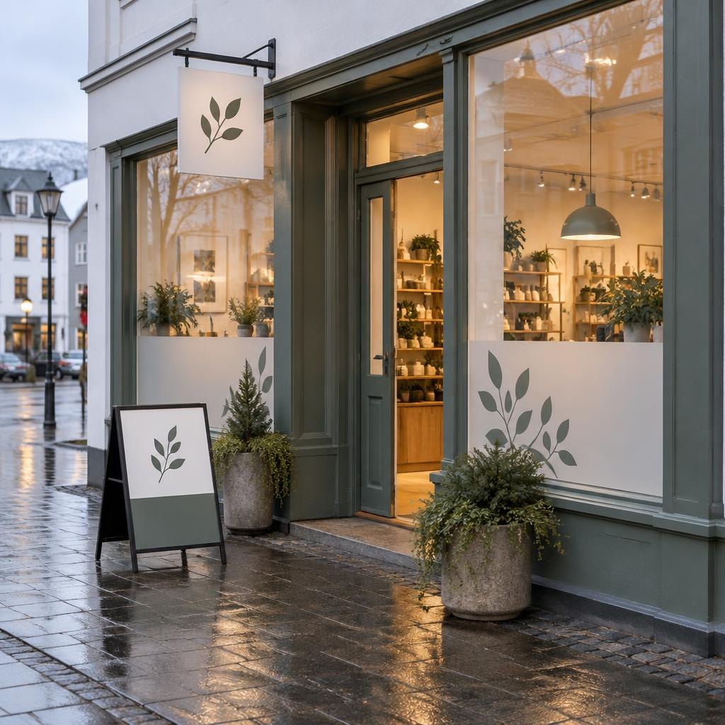 Gluggamerkingar á verslun / Storefront window signage
