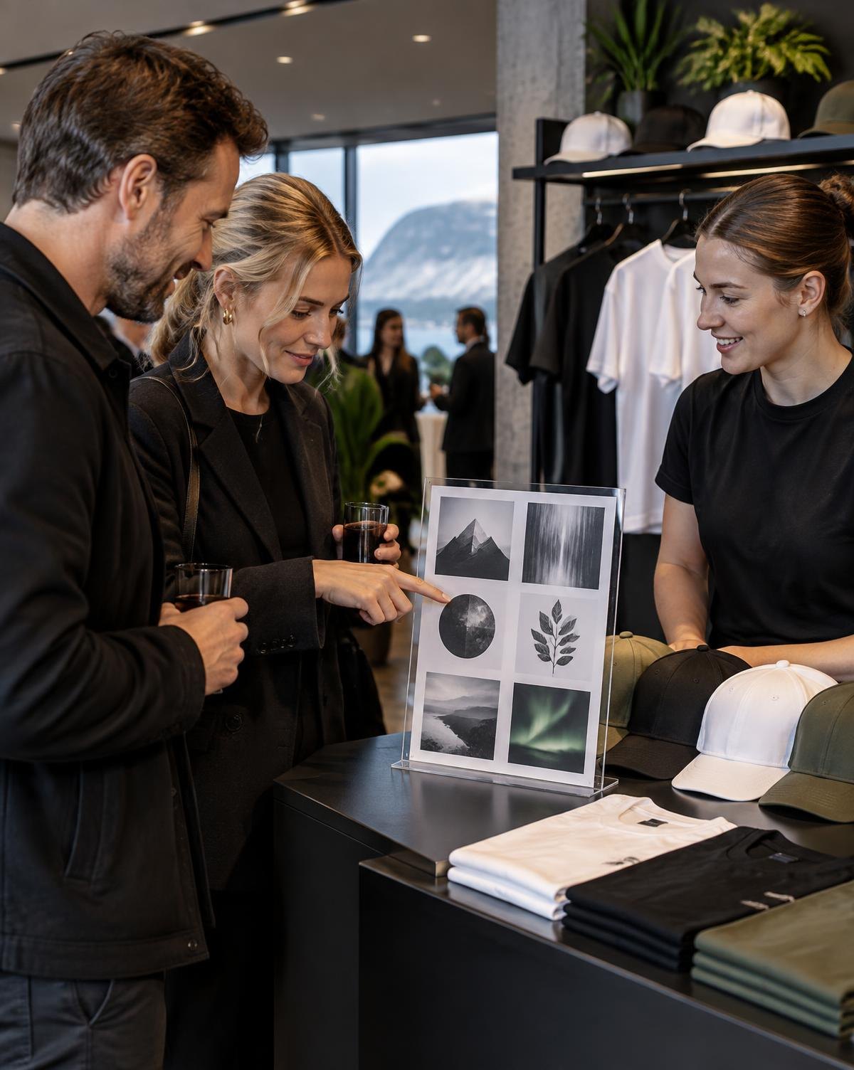 Guest choosing a design at the Dasar Live counter