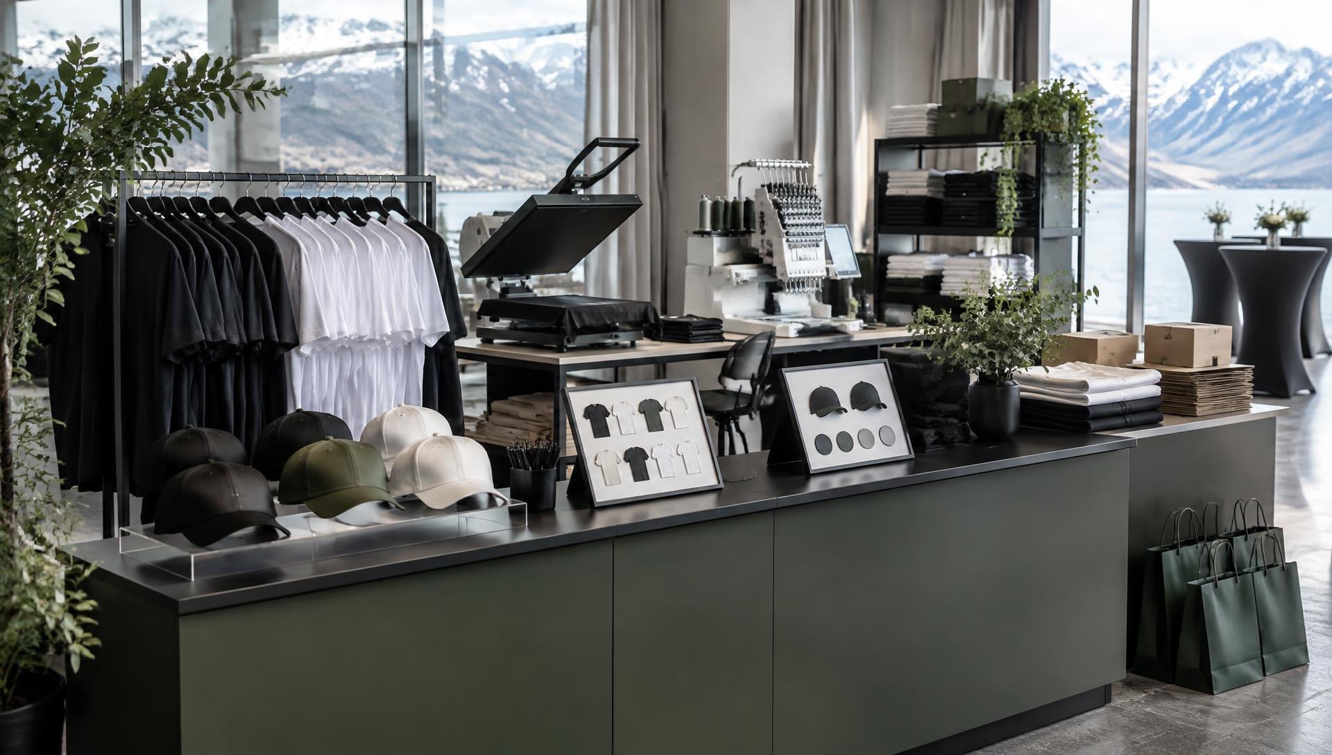 The complete Dasar Live station with heat presses and organised garments